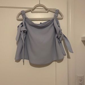 Topshop Light Blue Off-the-Shoulder Shirt
